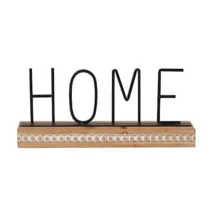 7 in. H Wood Home Decorative Sign with Wood Beaded Base