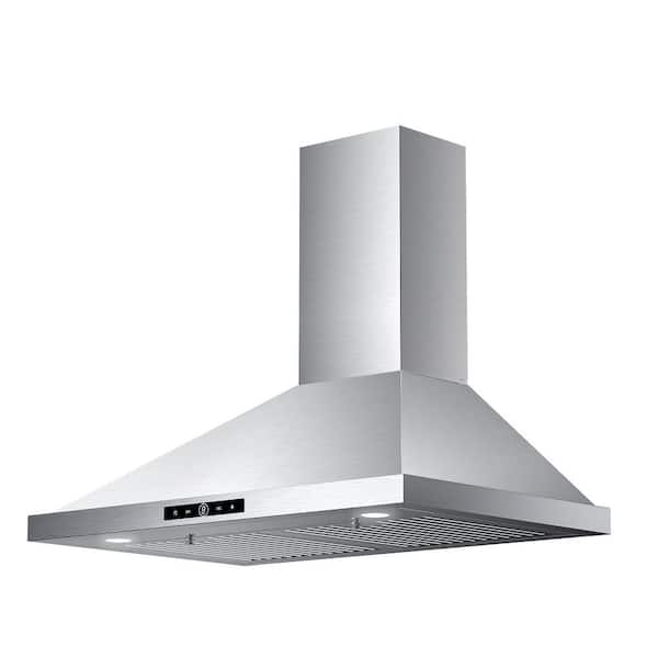 VIKIO PRO 30 in. 600 CFM Convertible Wall Mount Range Hood in Stainless Steel with Touch control, Dishable Filter and LED Lights