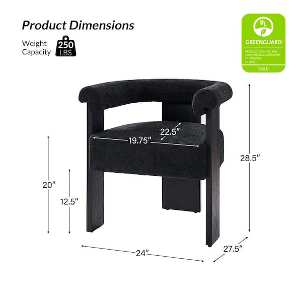 JAYDEN CREATION Emanuele Modern Black Boucle Dining Chair