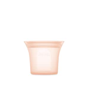 9 oz. Peach Reusable Silicone Short Cup Zippered Storage Container