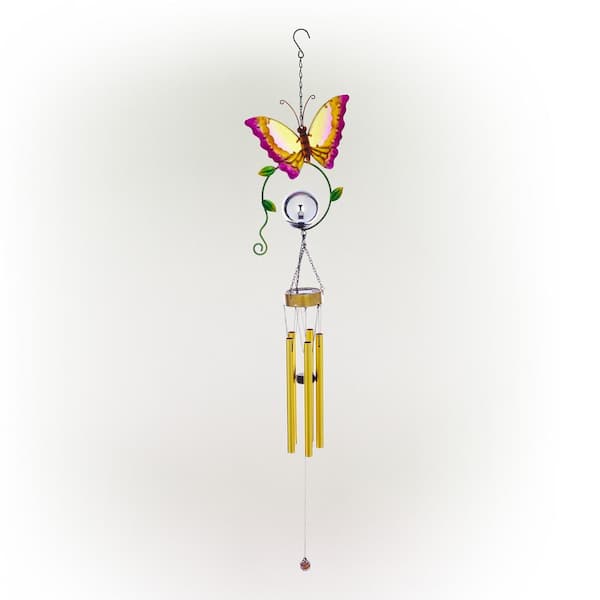 Copper Color Butterfly Wind Chime Mobile Spring Summer Outdoor Decoraiton 