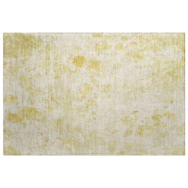 Dream Shag Premium Machine Washable Abstract ADS724 Gold 3 ft. x 4 ft. Area Rug