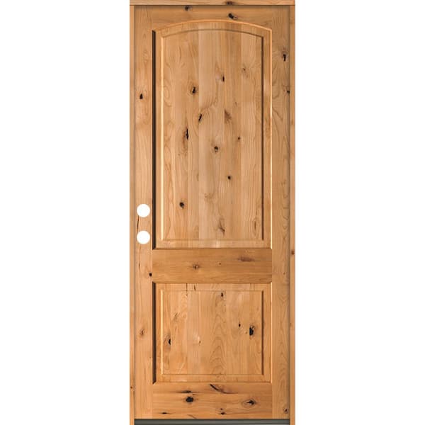 Krosswood Doors 42 in. x 96 in. Rustic Knotty Alder Arch Top Clear Stain Right-Hand Inswing Wood Single Prehung Front Door
