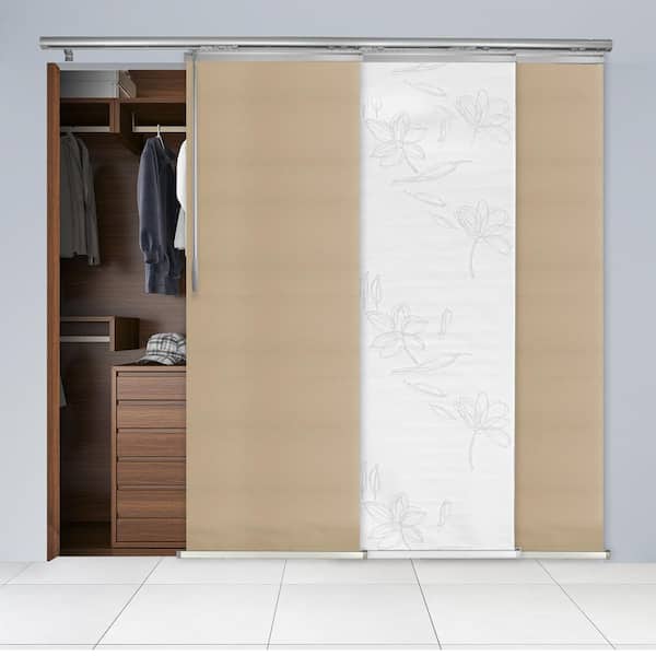 EMOH Kalinda Adjustable Sliding Single Rail Track with 23.5 in. Slates, Extendable 36 in. to 66 in. W x 94 in. L