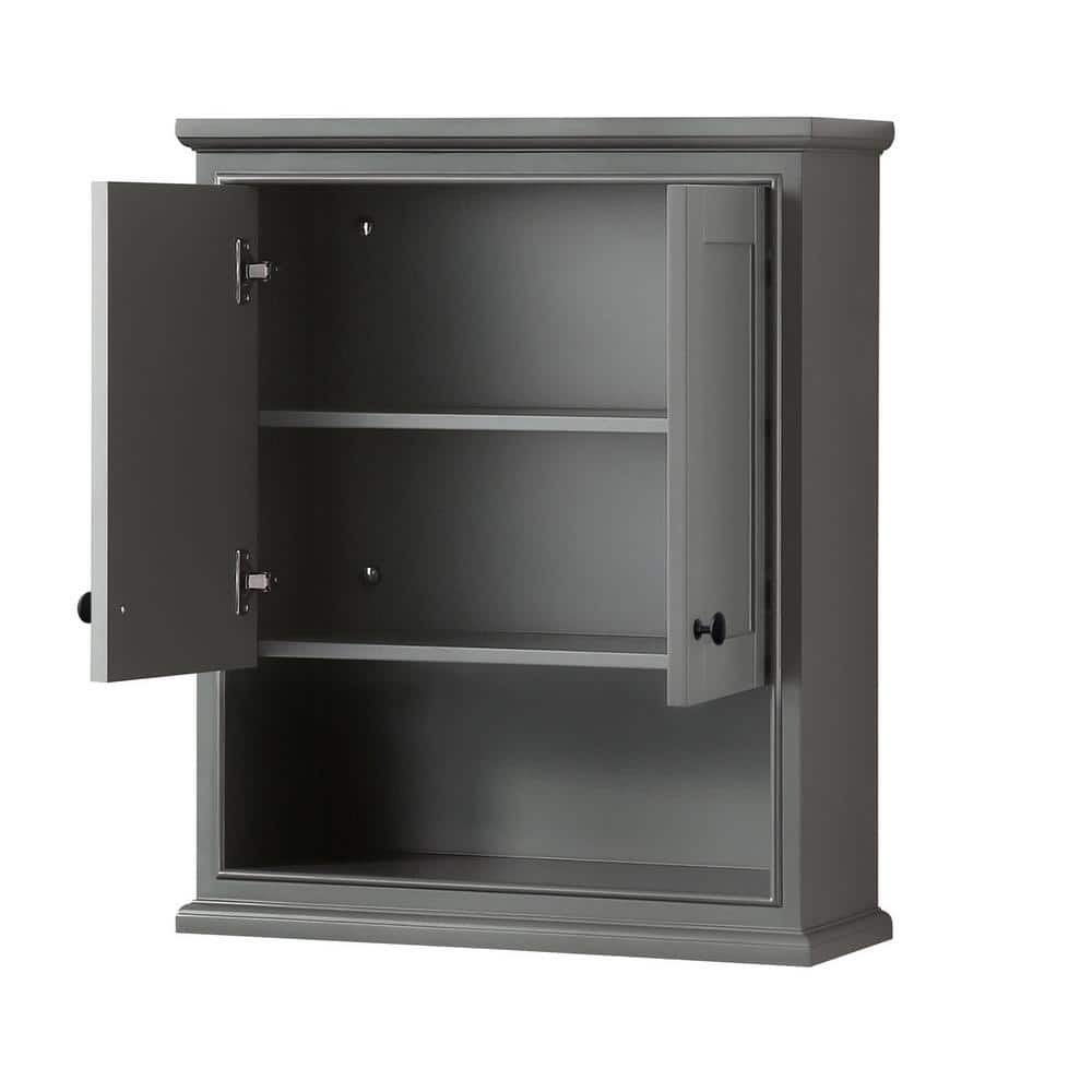 Deborah Dark Gray Wall-Mounted Bathroom Cabinet with Matte Black Trim