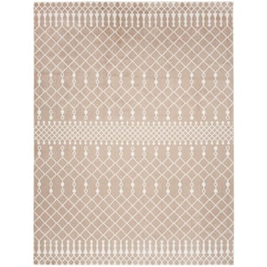 Astra Machine Washable Taupe 9 ft. x 12 ft. Moroccan Transitional Area Rug