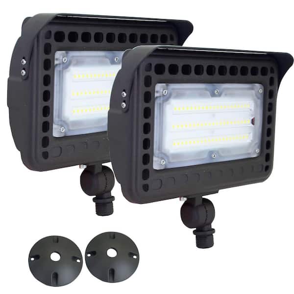750 Watt equivalent 18000 Lumen 120 Degree Brown Integrated LED 5000K Dusk-to-Dawn Outdoor Flood Light, ETL Listed 2Pack