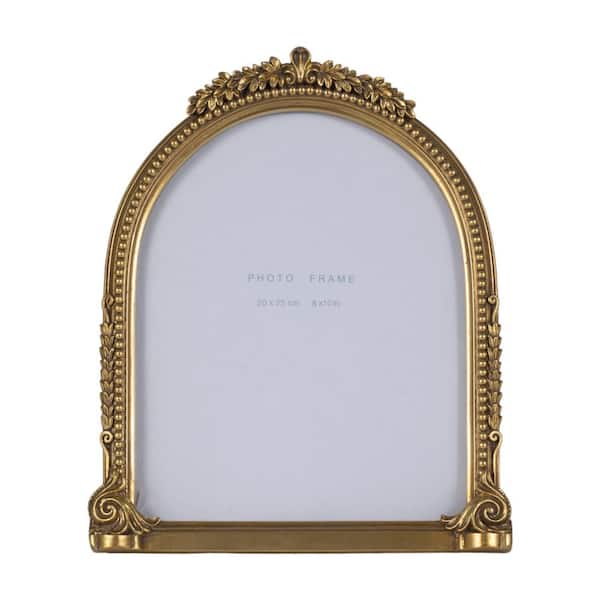 8 in. x 10 in. Gold Resin Glass Ornate Arch Photo Frame