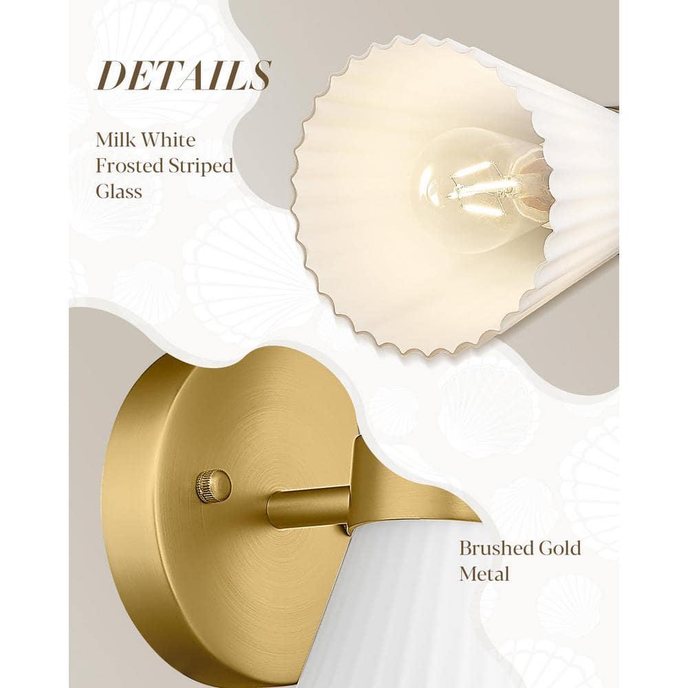 5.9 in. Brushed Gold Wall Sconce with Milk White Glass Shade