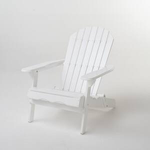 Hanlee White Folding Wood Outdoor Patio Adirondack Chair