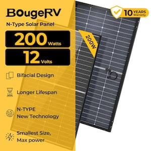 12-Volt N-Type 16BB 200-Watt Bifacial Monocrystalline Solar Panel for RV Camping Boat Marine Log Cabin Roof