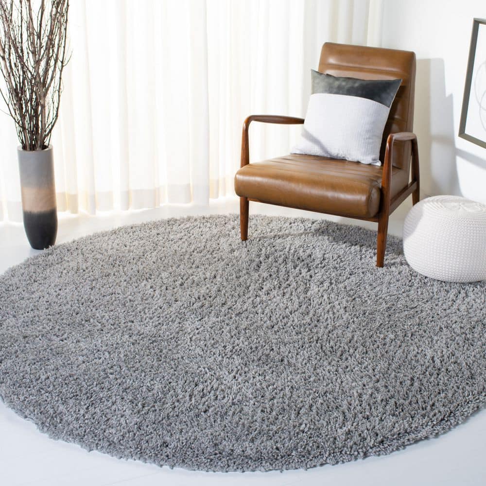 August Shag 5 ft. x 5 ft. Round Silver Solid Color Area Rug price history on PriceWatchPro
