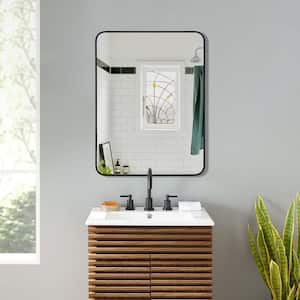 24 in. W x 32 in. H Rectangular Aluminium Alloy Framed Wall Bathroom Vanity Mirror in Matte Black