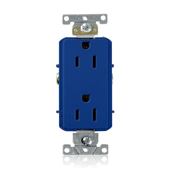 Leviton Decora Plus 15 Amp 125 V Heavy Duty Duplex Outlet/Receptacle, Blue (1-Pack) 16252-BU