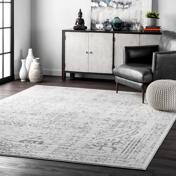 Arlena Distressed Gray 2 ft. x 3 ft. Persian Medallion Doormat Area Rug