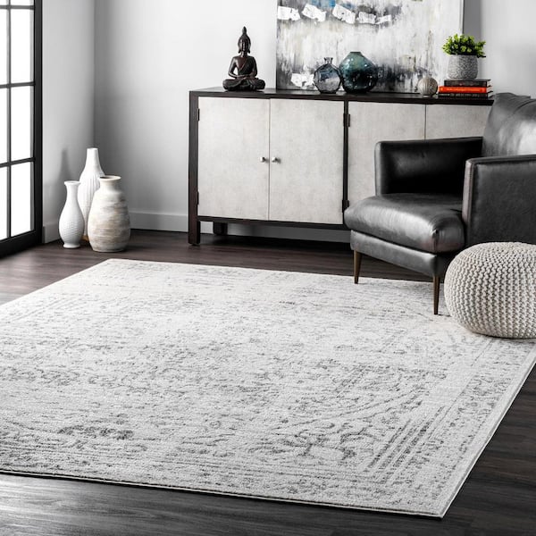 nuLOOM Arlena Distressed Persian Medallion Gray 3 ft. x 5 ft. Area Rug  BDSM12A-305 - The Home Depot