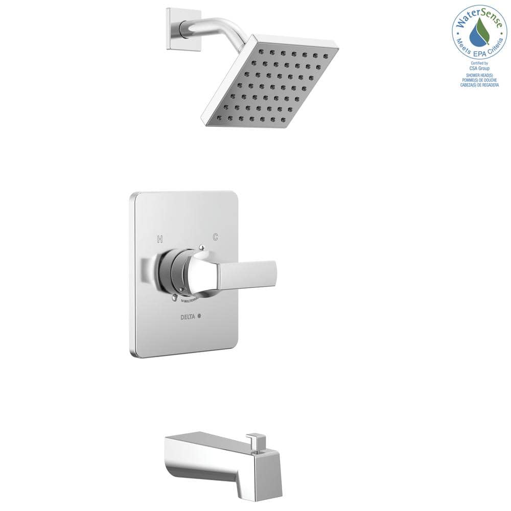 Chrome Square Multi-Head Wall Mounted Tub and Shower Faucet Set