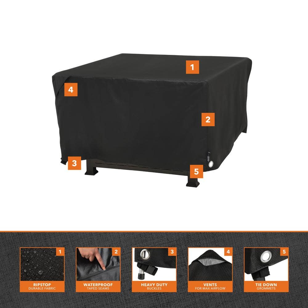 Classic Black 42 Inch Square Fire Pit Table Cover