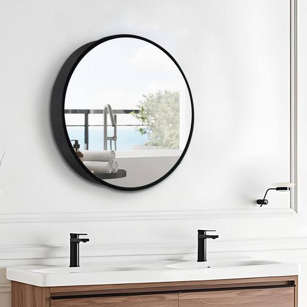 Cesicia Generous 30 in. W x 30 in. H Round Metal Framed Surface Mount Bathroom Medicine Cabinet with Mirror