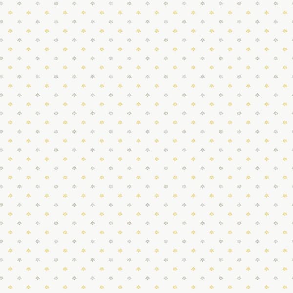 Unbranded Miniatures 3 Collection Yellow/Grey Multi Mini Fleur De Lis Matte Finish Vinyl on Non-woven Non-pasted Wallpaper Sample