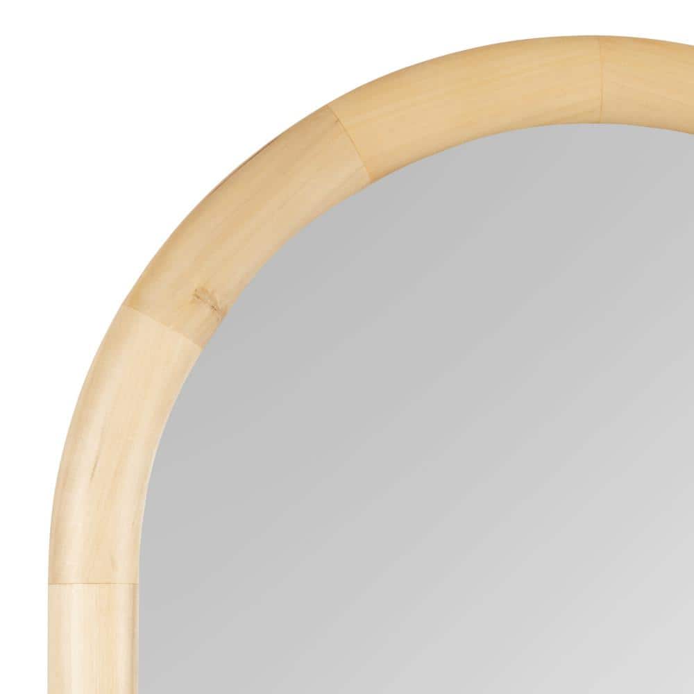 Natural Arched Wooden Wall Mirror 36" x 24"