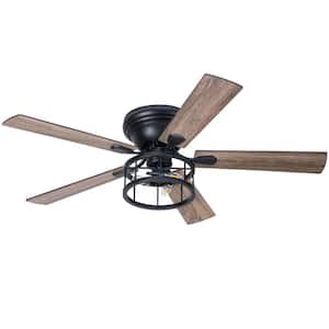 Hugger 52 in. Indoor Black Ceiling Fan with Light Kit and Remote Control Included