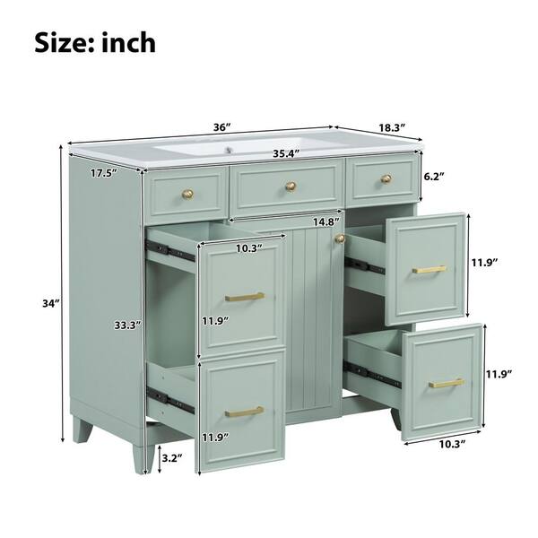 Erie様 Virubi 36 in. W Single Sink Bath Vanity in White with White