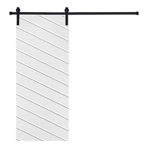 Modern TWILL Designed 80 in. x 32 in. MDF Panel White Painted Sliding Barn Door with Hardware Kit