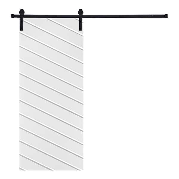 AIOPOP HOME Modern TWILL Designed 80 in. x 28 in. MDF Panel White Painted Sliding Barn Door with Hardware Kit