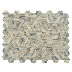 Blue Beige 10.2 in. x 11.7 in. Hexagon Matte Finished Glass Mosaic Tile (8.29 sq. ft./Case)