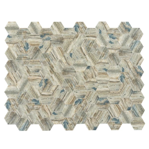 Apollo Tile Blue Beige 10.2 in. x 11.7 in. Hexagon Matte Finished Glass Mosaic Tile (8.29 sq. ft./Case)