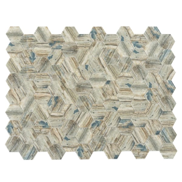 Apollo Tile Blue Beige 10.2 in. x 11.7 in. Hexagon Matte Finished