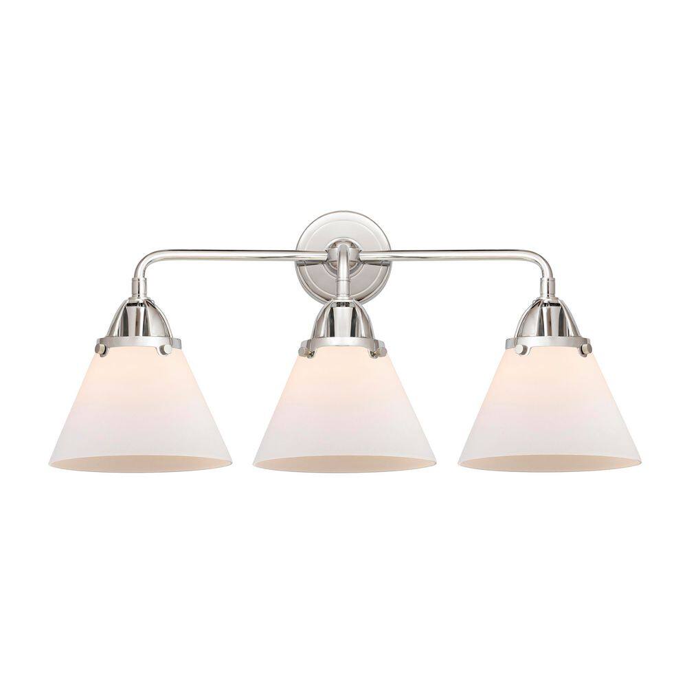 Cone 25.75 in. 3-Light Polished Chrome Vanity Light with Glass Shade price history on PriceWatchPro