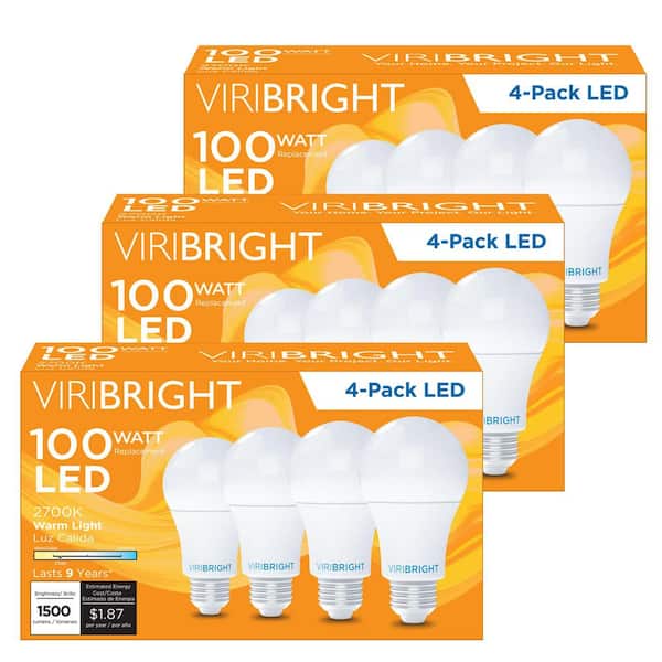 100-Watt Equivalent A19 E26 General Purpose Standard LED Light Bulb - (12-Pack)