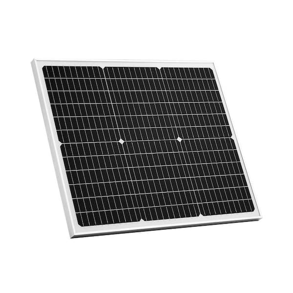 12V 50W Solar Battery Charger, 0.08 ft. Height, Monocrystalline Silicon Solar Panel, Single Panel, Waterproof & Outdoor