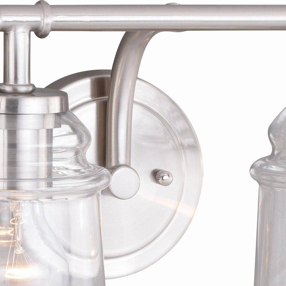 Toledo 30.5" Satin Nickel Industrial Vanity Light with Clear Glass Shades