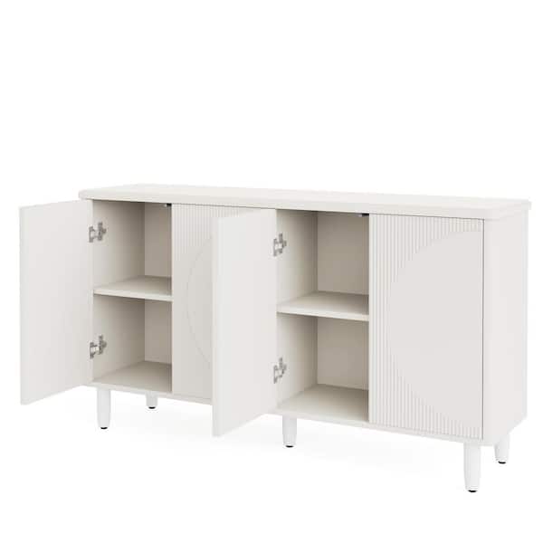 BYBLIGHT Ahlivia White Engineered Wood 59.4 in. Buffet Cabinet Sideboard with Shelves