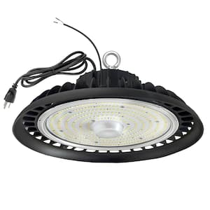 12 in. 600-Watt Equivalent Integrated LED Dimmable Black High Bay Light 5000K Daylight