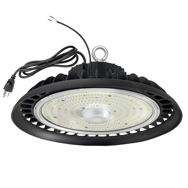 WYZM 12 in. 600-Watt Equivalent Integrated LED Dimmable Black High Bay Light 5000K Daylight