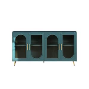 59.8 in. W x 15.5 in. D x 32.3 in. H Antique Blue Linen Cabinet with Adjustable Shelves