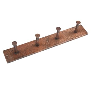 Hand Hammered Copper Quadruple Robe Hook in Oil Rubbed Bronze