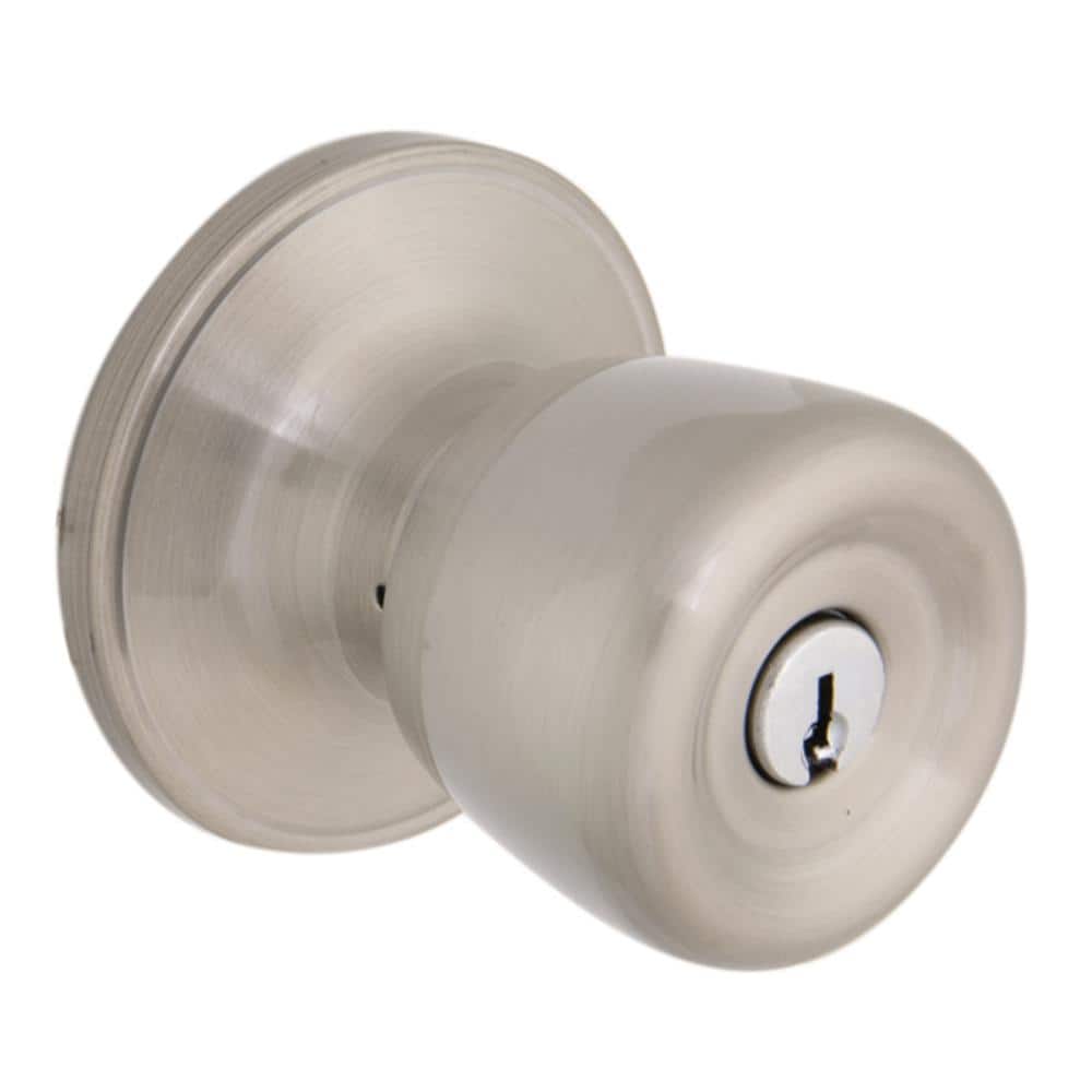 Simple Series Bell Satin Nickel Keyed Entry Door Knob
