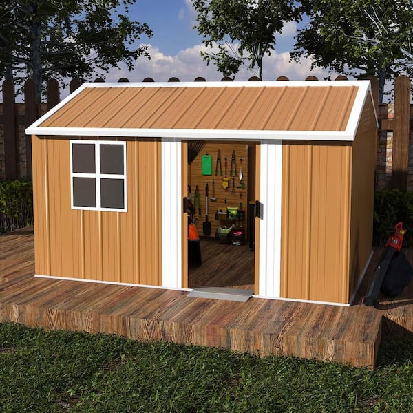12 ft. W x 8 ft. D Heavy-Duty Metal Storage Shed Weatherproof Garden Shed with Windows, Lockable Door (96 sq. ft.)