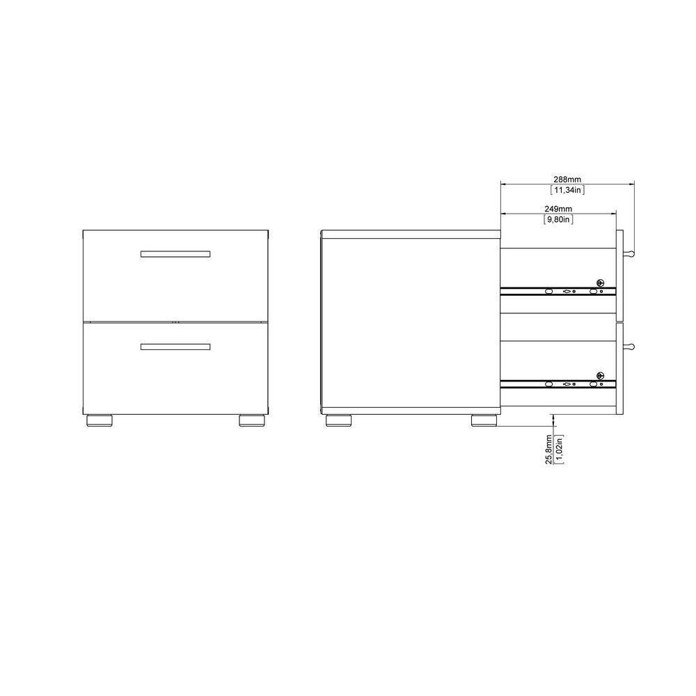 Loft Chic White 2-Drawer Contemporary Nightstand