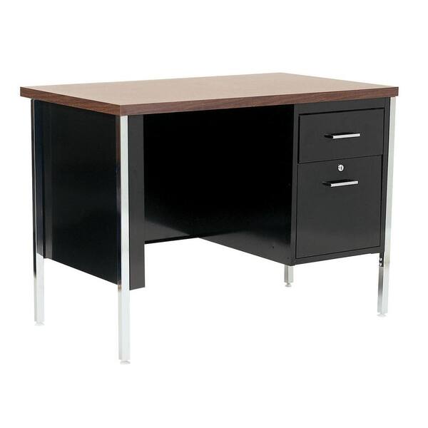Sandusky 29.5 in. H x 40 in. W x 24 in. D 400 Series Single Pedestal Steel Desk in Black/Walnut