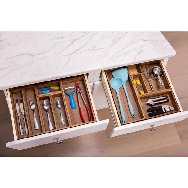 Seville Classics 10-Piece Acacia Wood Pantry Storage Organizer Box