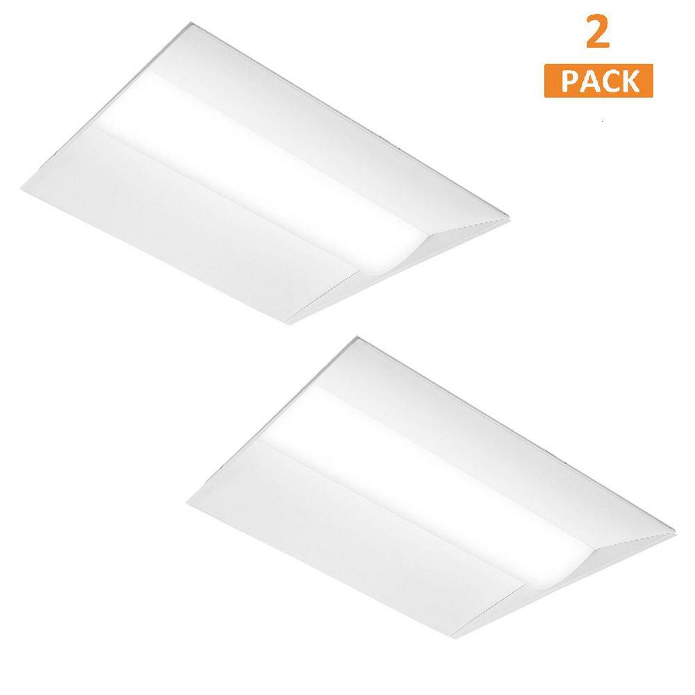 2-PACK 2ft. x 2ft. 100W Equivalent White Dimmable 3500K-4000K-5000K Integrated LED Troffer Light, Up to 5000 Lumens price history on PriceWatchPro