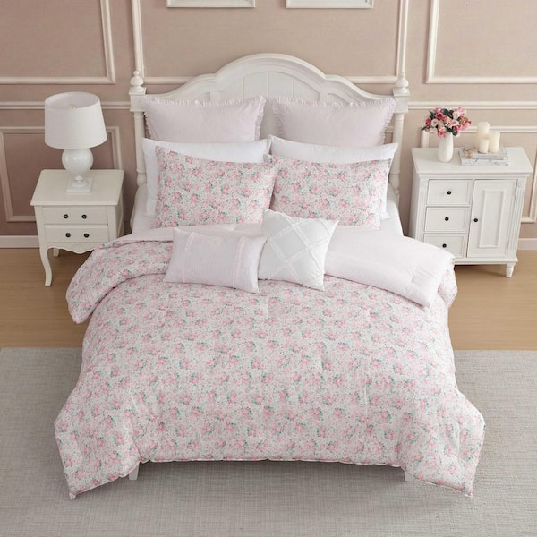 Laura Ashley Pamelas Posies Reversible 7-Piece Light Pink Cotton