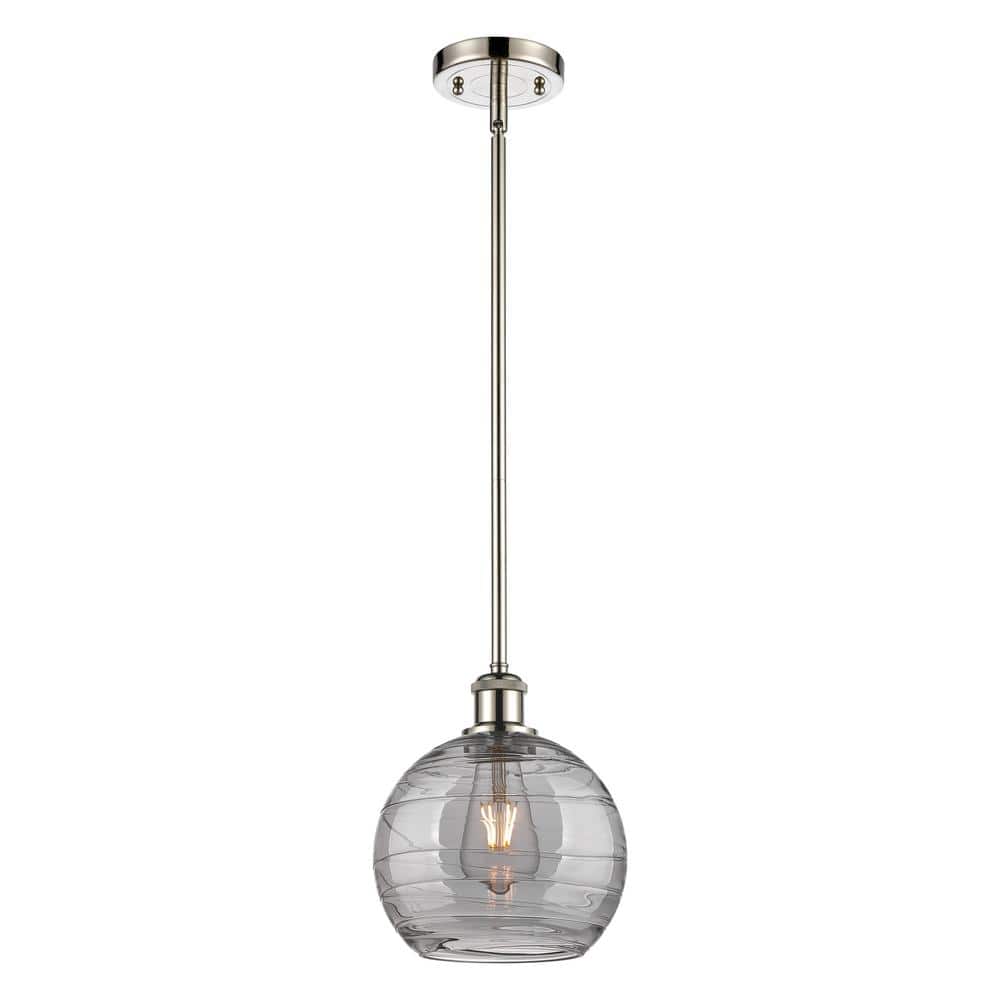 Athens Deco Swirl 100-Watt 1-Light Polished Nickel Standard Mini Pendant Light with Painted Glass Shade price history on PriceWatchPro