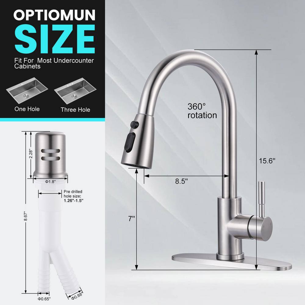 Brushed Nickel Single Handle Pull-Down Kitchen Faucet